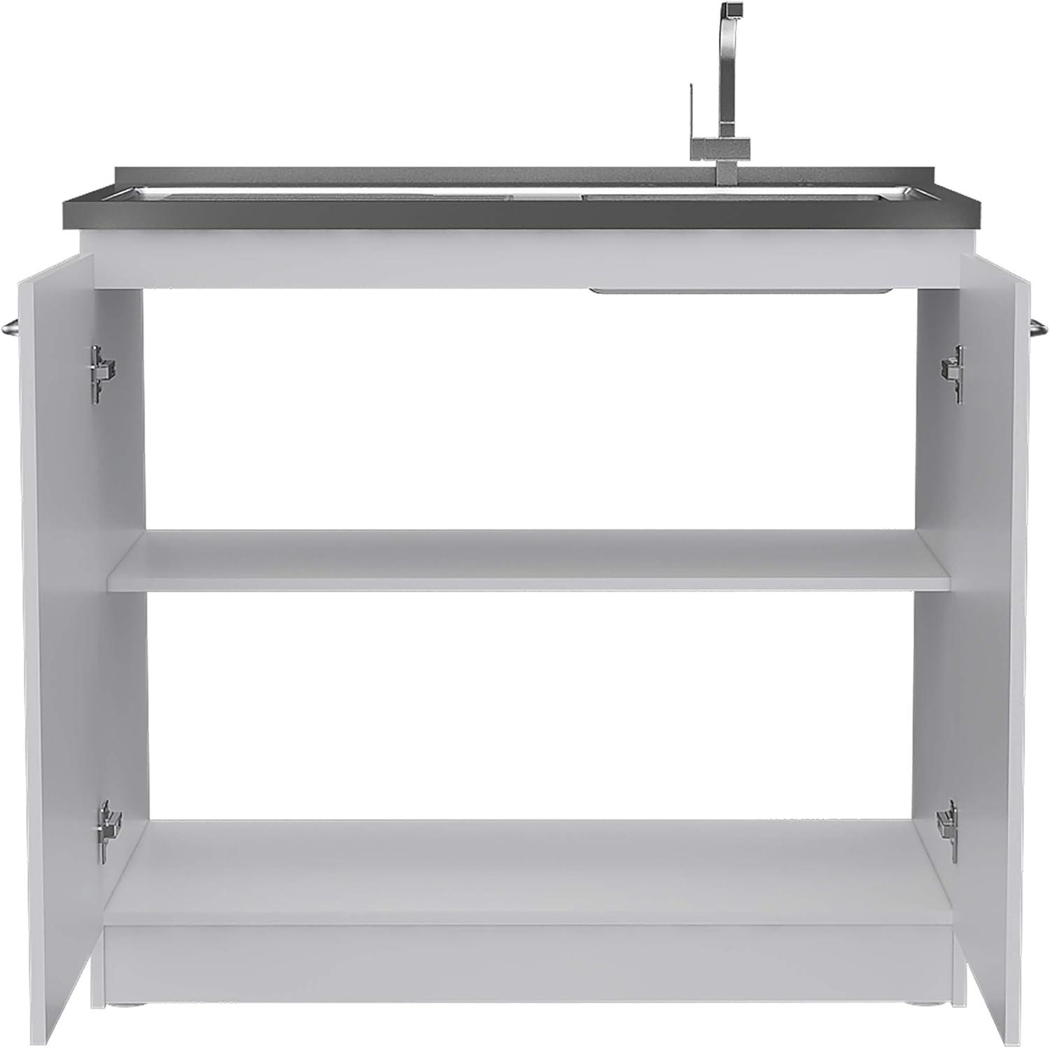 TUHOME Napoles Utility Sink Cabinet With Integrated Steel Sink