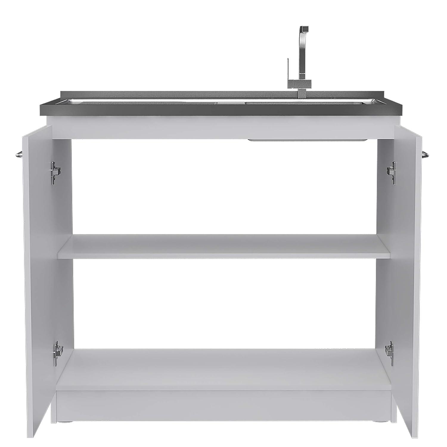 TUHOME Napoles Utility Sink Cabinet With Integrated Steel Sink