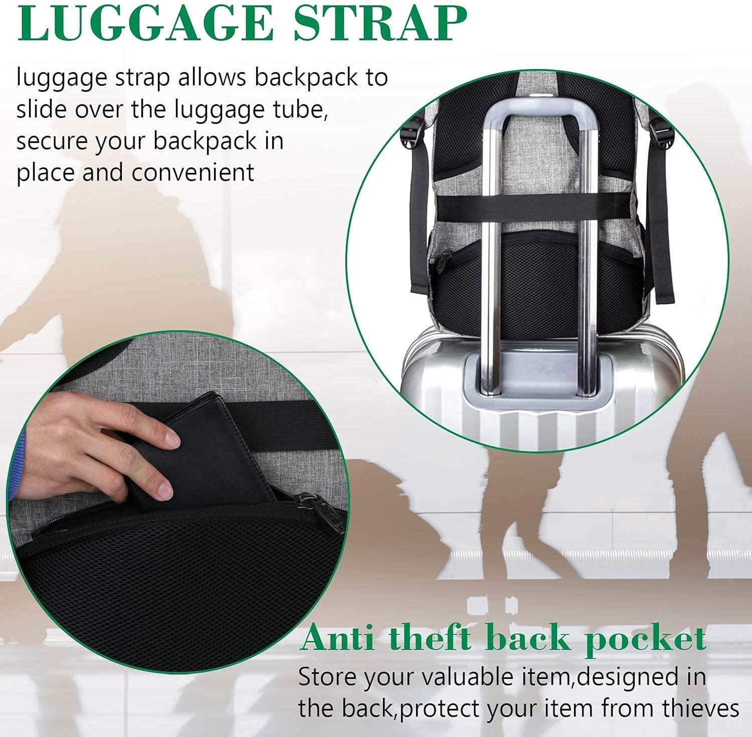 Gray Anti-Theft Water Resistant Laptop Backpack with USB Port