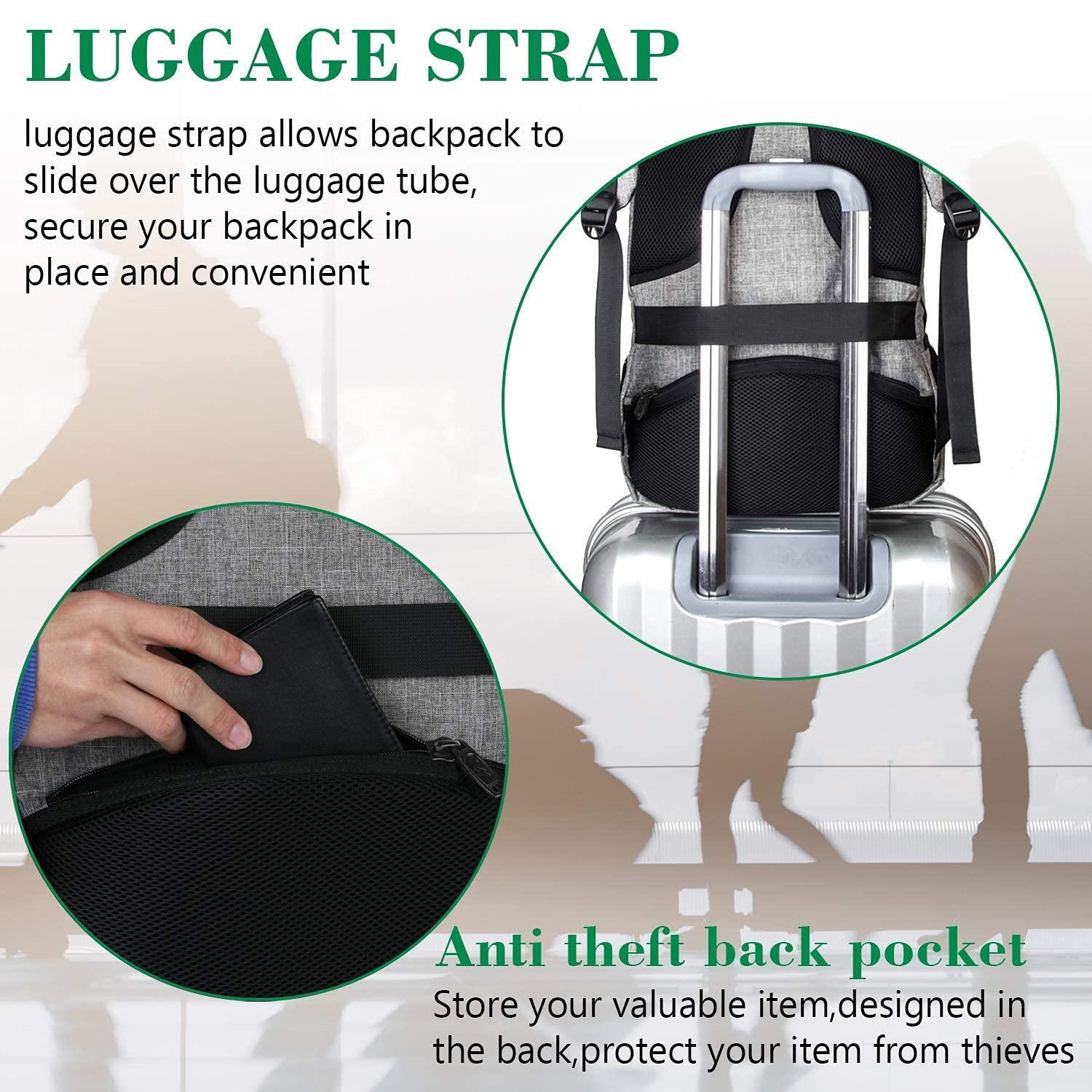 Gray Anti-Theft Water Resistant Laptop Backpack with USB Port