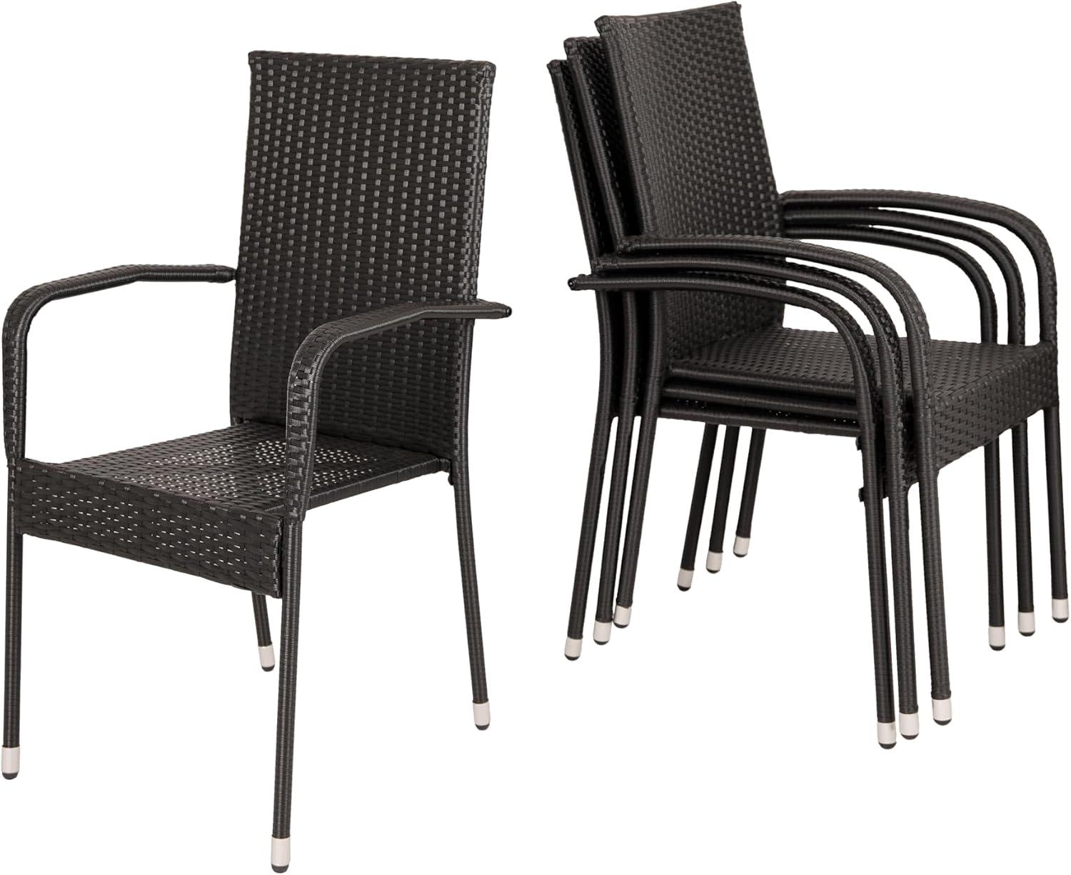 Morgan Black Wicker Outdoor Dining Chair Set of 4