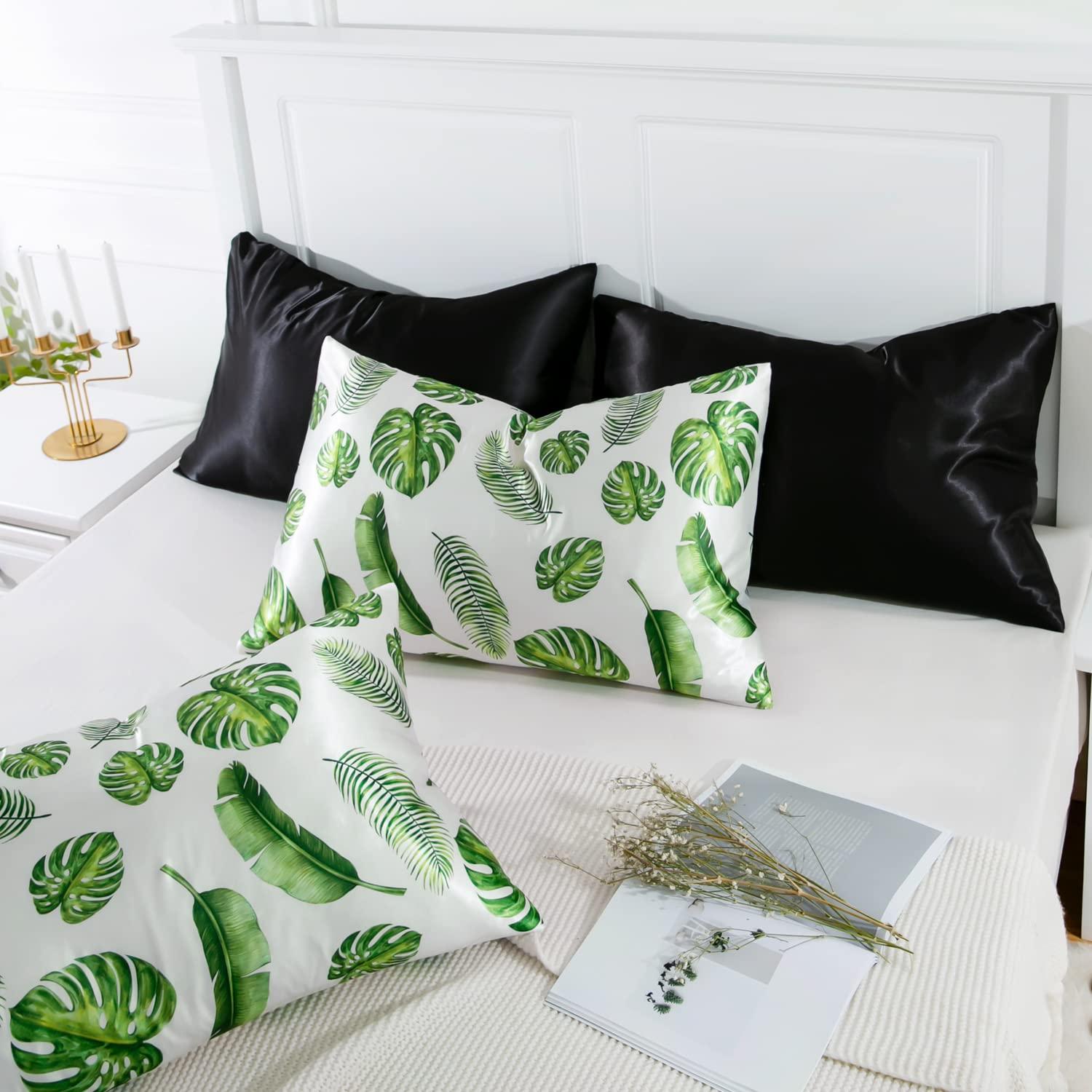 ANMINY Satin Pillowcase Set of 2 Standard Silk Bedding Pillowcases 26" x 20" Pillow Cover, White