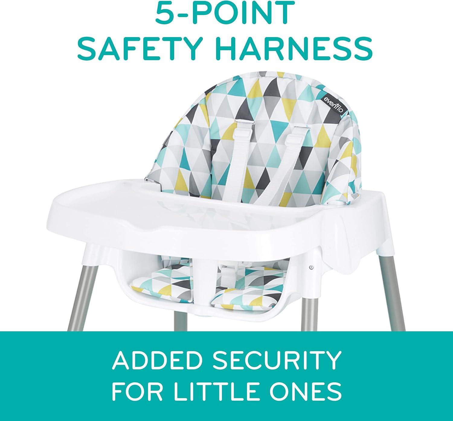 White and Gray 4-in-1 Convertible High Chair with Star Pattern