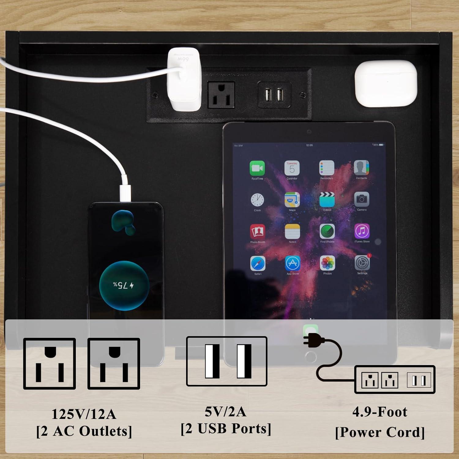 YAHARBO White Nightstand Set of 2 with Charging Station, Small Bedside Table with USB Ports and Power Outlets, Modern End Side Tables with Drawer, Night Stand for Bedroom, Office, Small Space