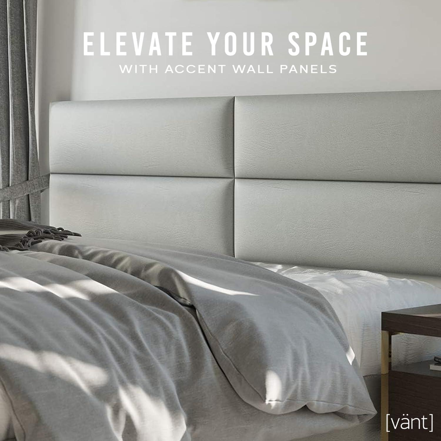 VANT Upholstered Wall Panels - Queen/Full Size Wall Mounted Headboards - Vintage Leather Dusty Taupe - Pack of 4 Panels (Each Individual Panel 30"x11.5") 30'' WIDE Vintage Leather Dusty Taupe