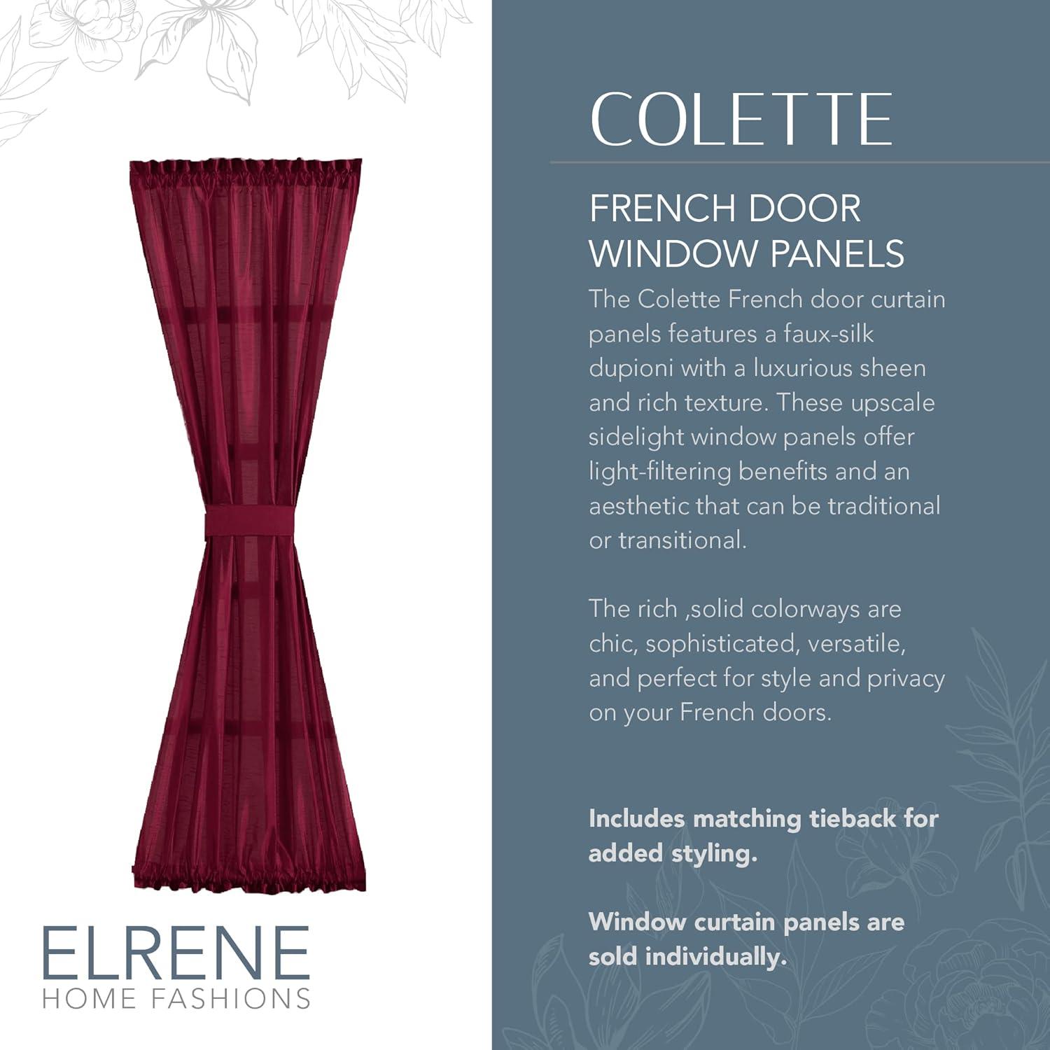 Elrene Colette Faux Silk French Door Single Window Panel - 54" x 72" - Elrene Home Fashions