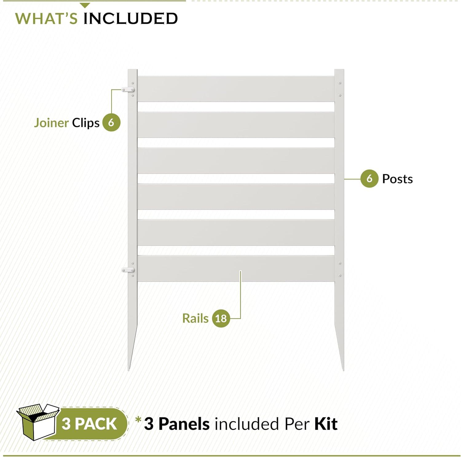 Zippity Outdoor Products 26in H x 24in W (3 Panels) No Dig Zippity Maui Fence Kit, Charcoal Color WoodTek Vinyl Fence Panel, Temporary Outdoor Border for Garden, Easy Install DIY Fence for Backyard, Patio, & Deck, ZP19066