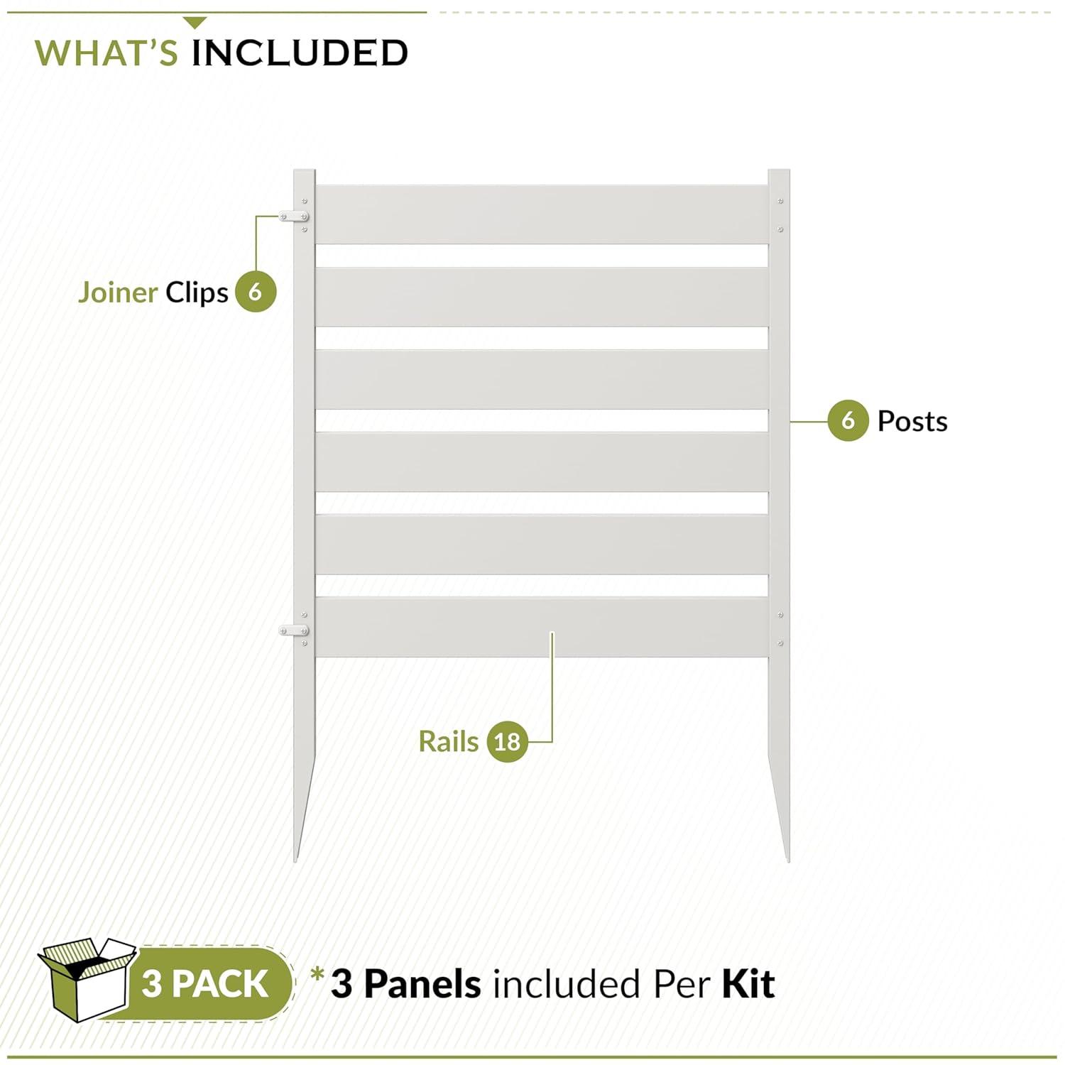 Zippity Outdoor Products 26in H x 24in W (3 Panels) No Dig Zippity Maui Fence Kit, Charcoal Color WoodTek Vinyl Fence Panel, Temporary Outdoor Border for Garden, Easy Install DIY Fence for Backyard, Patio, & Deck, ZP19066