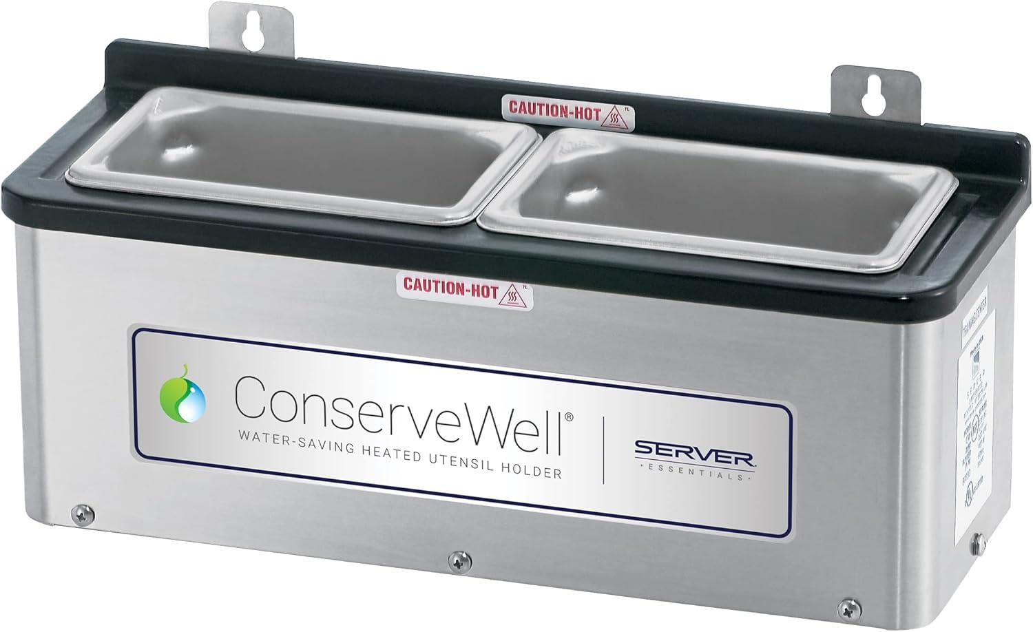 Stainless Steel Heated Utensil Holder with Dual Compartments