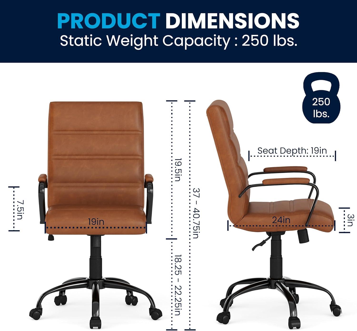 Mid-Back Executive Swivel Office Chair with Metal Frame and Arms