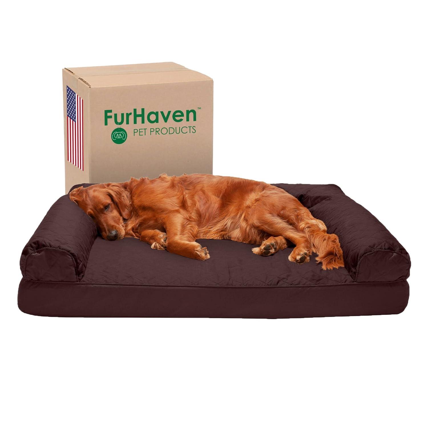 FurHaven Quilted Orthopedic Bolster Sofa Pet Bed