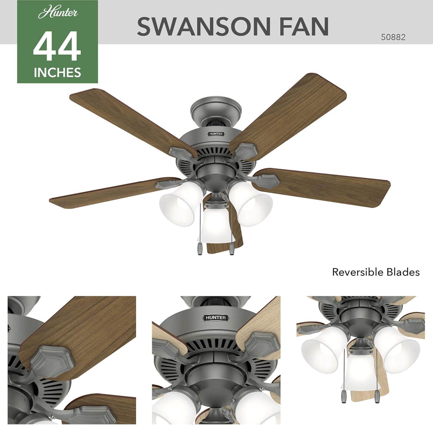 44" Swanson 5 - Blade Standard Ceiling Fan with Pull Chain and Light Kit Included