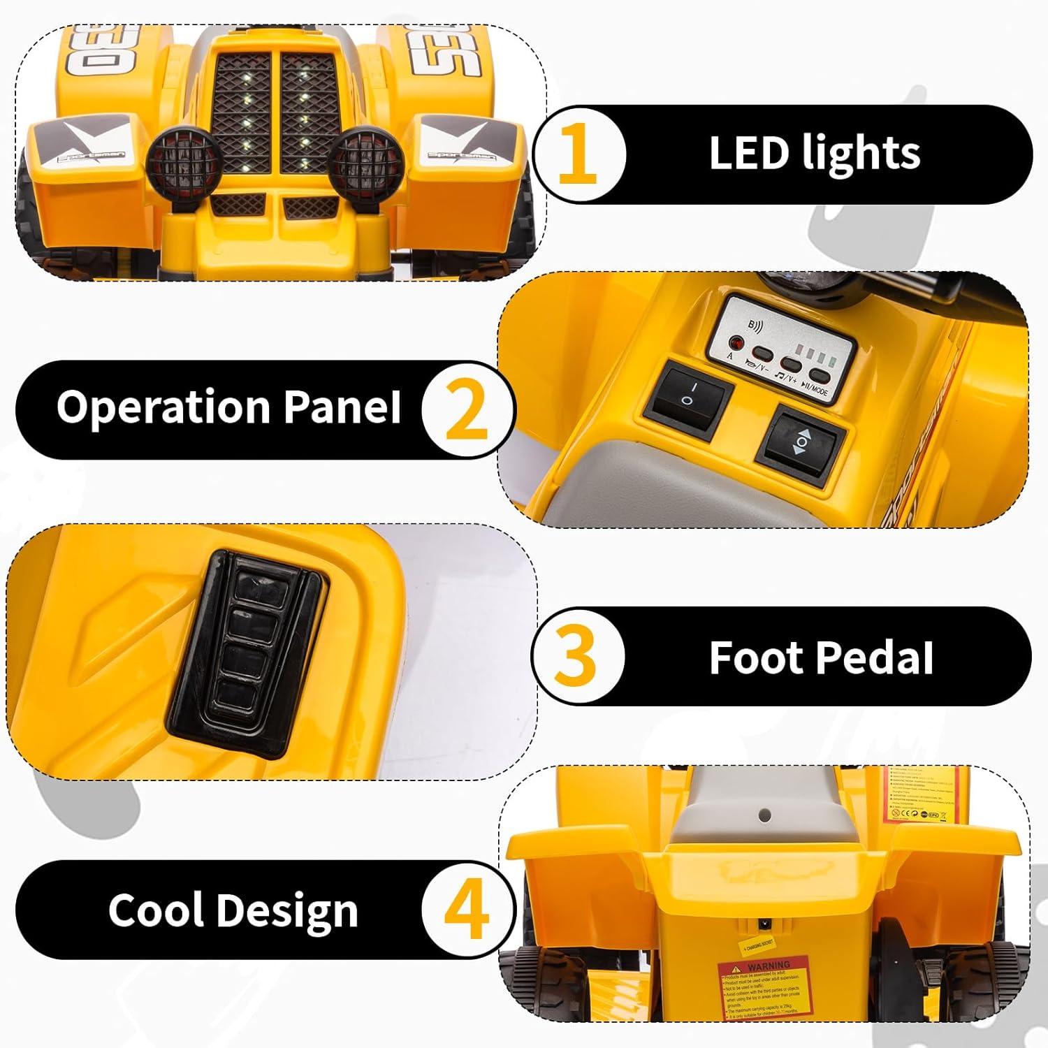 ANPABO 6V 7Ah Powered Ride-on Toy, Electric 4-Wheeler ATV Car w/ Horn, Music Player, Headlight for Kids