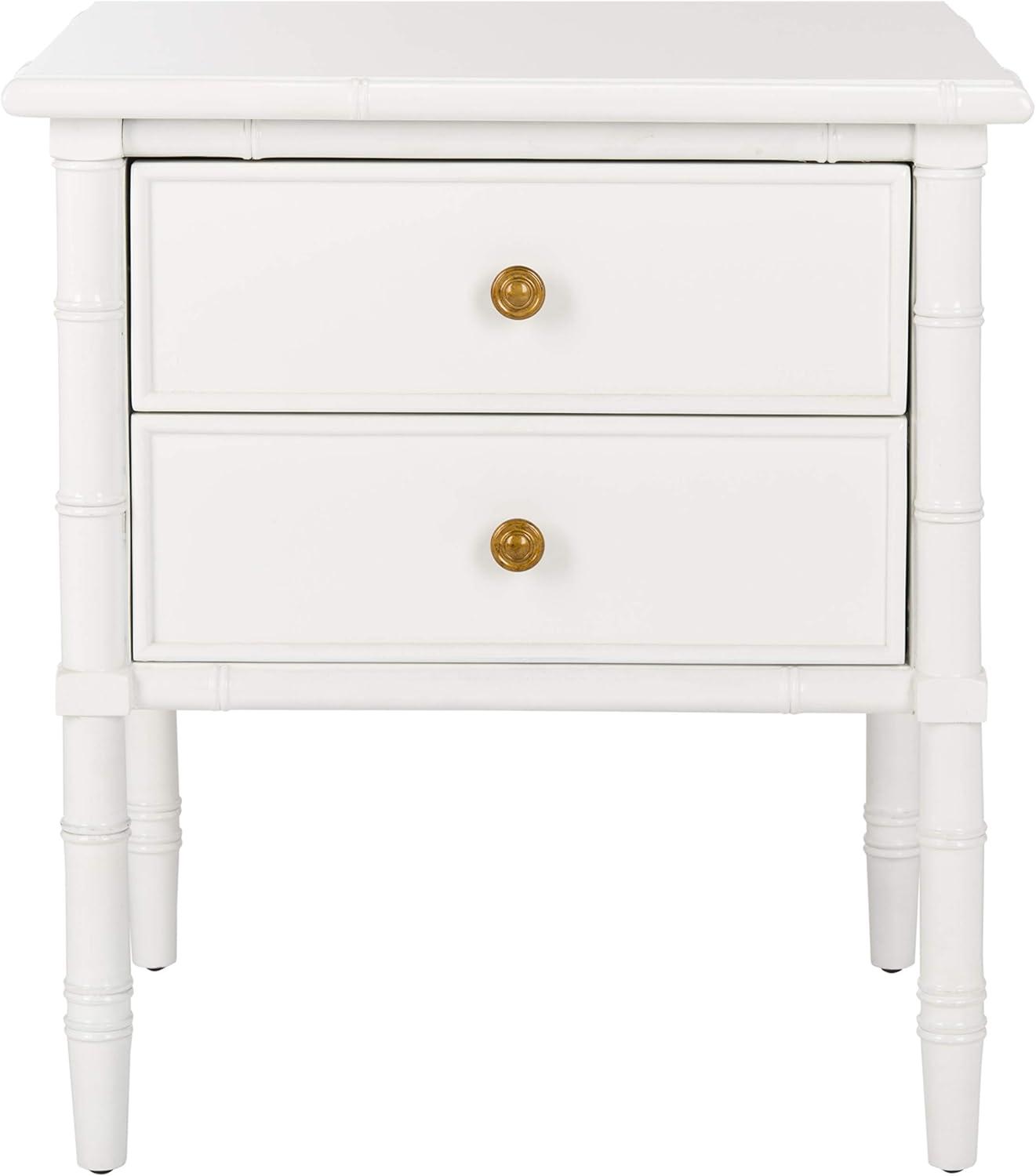 White Bamboo 2-Drawer 25" Transitional Nightstand