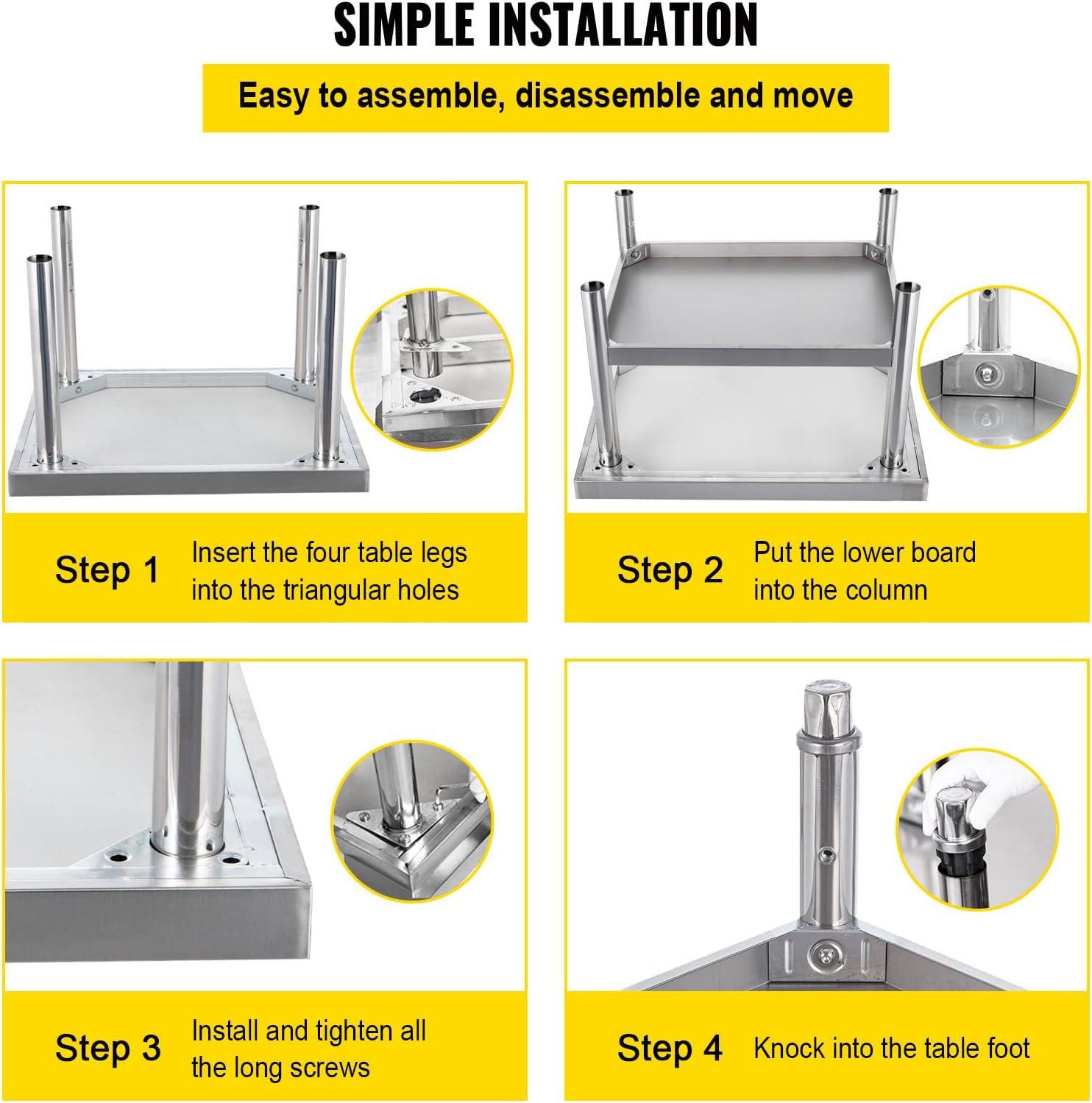 VEVOR VEVOR Stainless Steel 24'' H Work Table