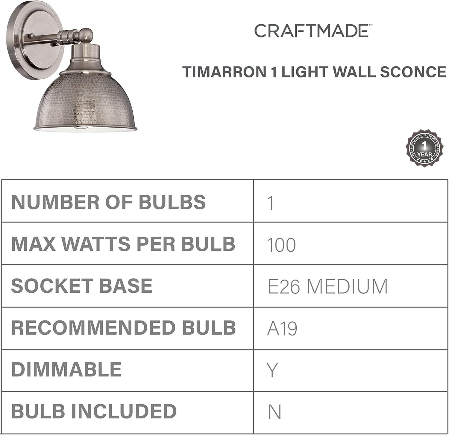 Timarron Rustic Country 7'' Nickel Wall Sconce with Bell Shade