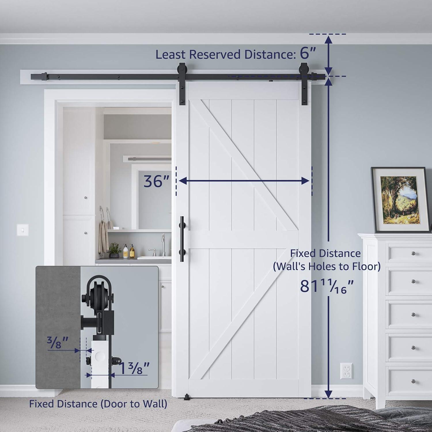 LDB_BUILDING Manufactured Paneled Wood Prefinished Barn Door with Installation Hardware Kit