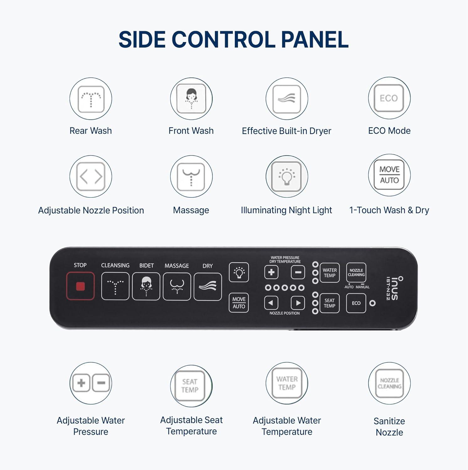 INUS Elongated Toilet Seat Bidet IST-N32