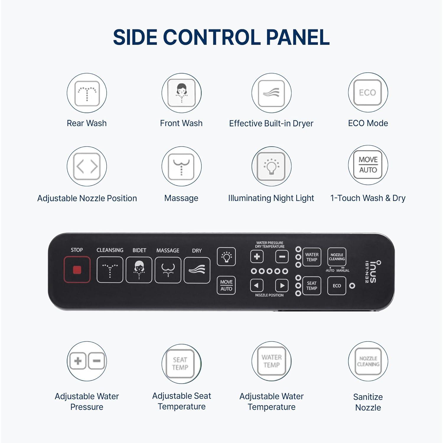 INUS Elongated Toilet Seat Bidet IST-N32