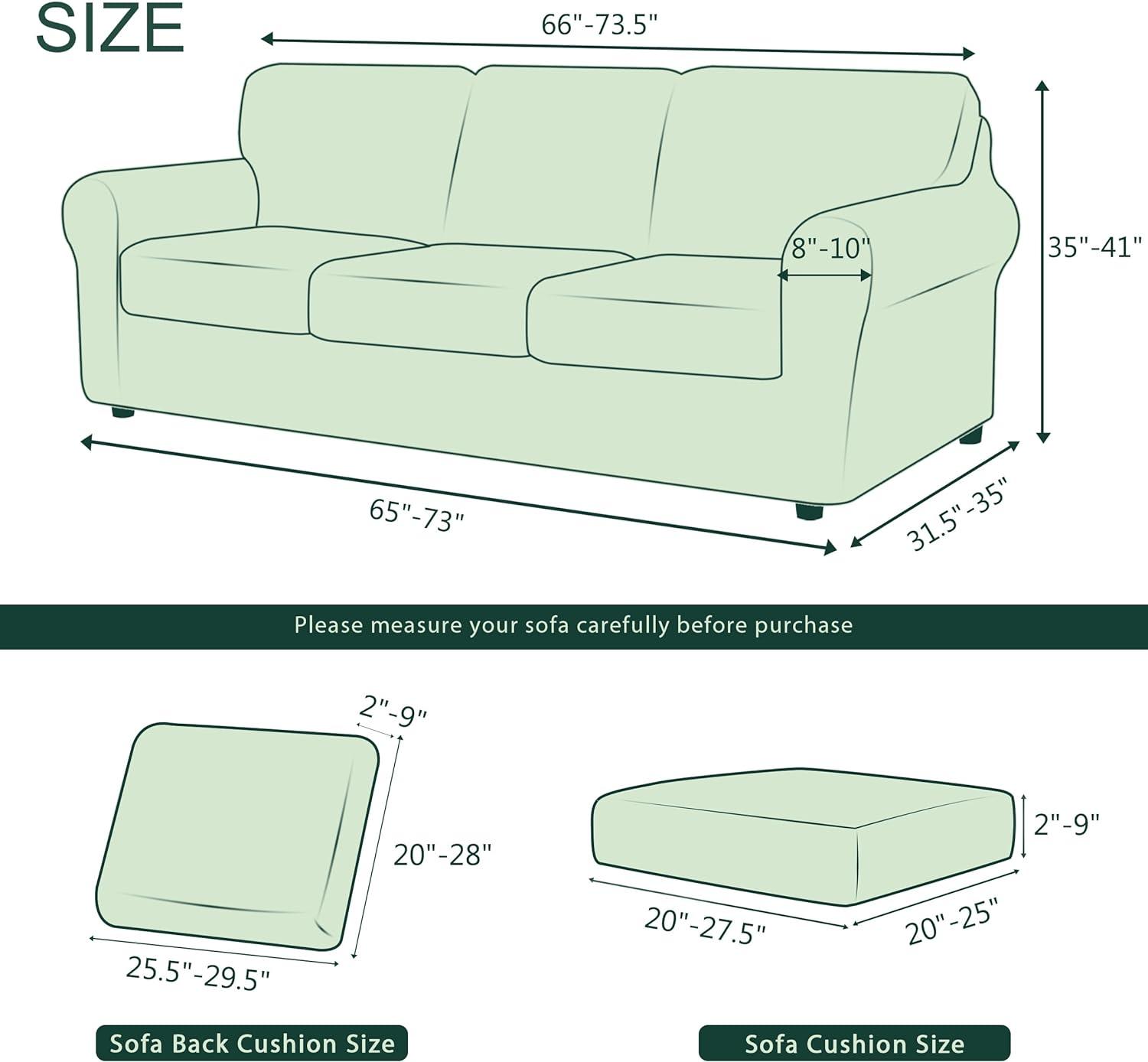 CHUN YI 7 Piece Sofa Covers for 3 Cushion Couch Covers, 3 Seater Stretch Couch Slipcover with 3 Separate Backrests and Cushions, Anti-Slip Washable Furniture Protector for Dogs Pets (Large,Dark Cyan)