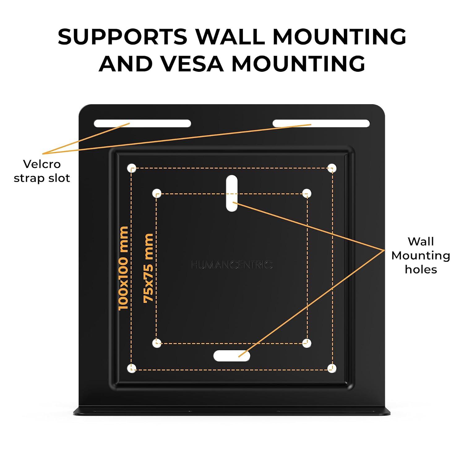 HumanCentric Universal Wall and VESA Mount, Adjustable Strap for Small Computers, UPS Units, Cable Boxes, Modems and Other Electronic Devices, Mounts on The Wall or Back of a Computer Monitor
