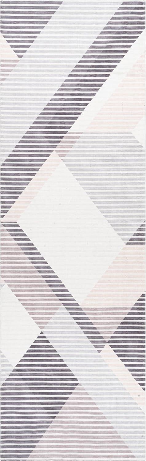 Nuloom Alesha Modern Striped Machine Washable Runner Indoor Area Rug - Beige 2' 6" x 8'