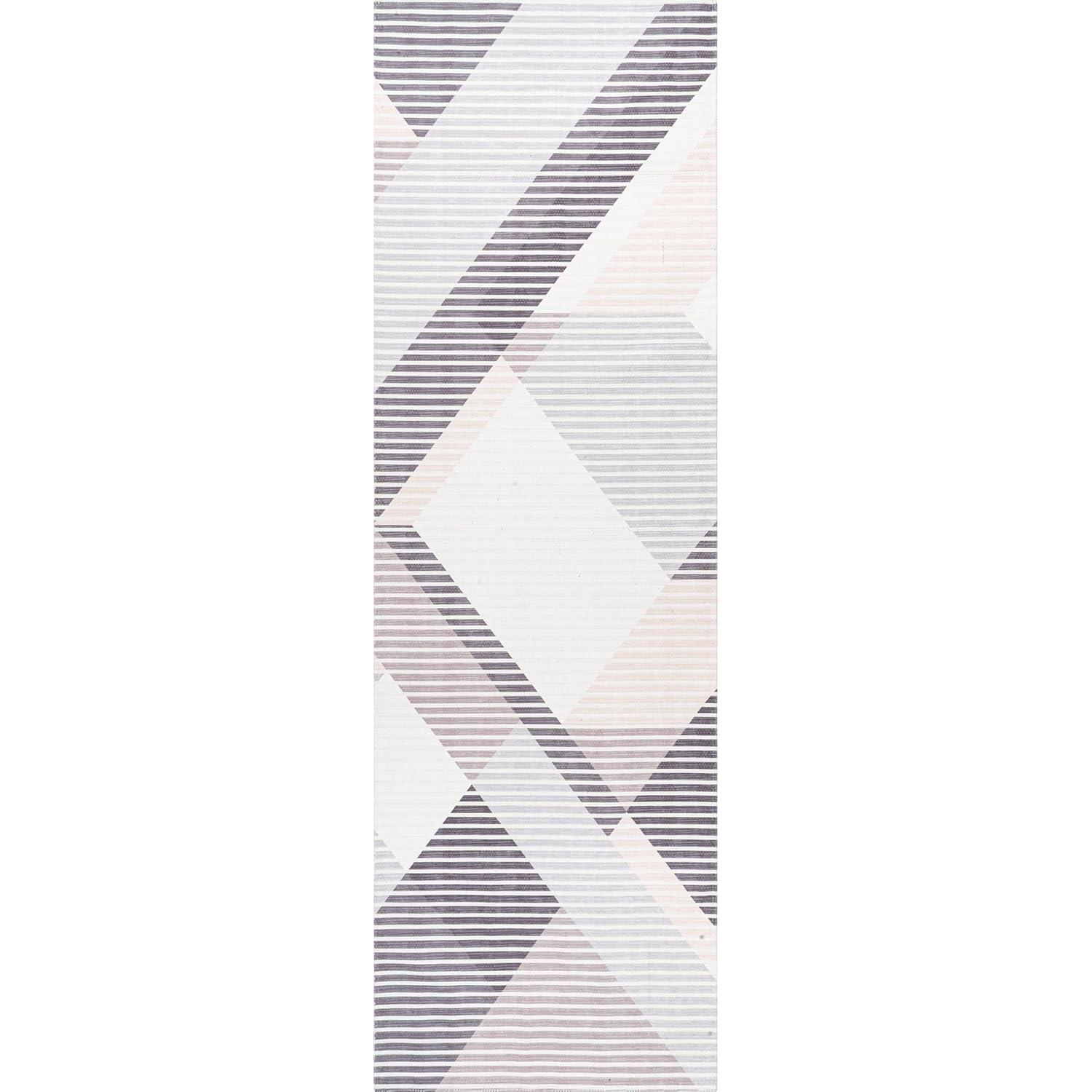 Nuloom Alesha Modern Striped Machine Washable Runner Indoor Area Rug - Beige 2' 6" x 8'