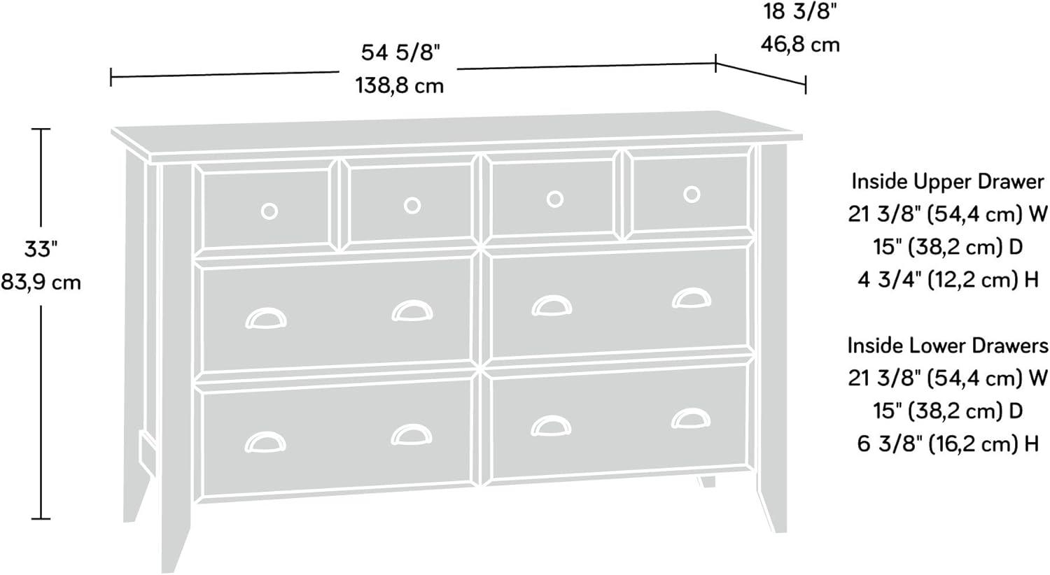 Sauder Shoal Creek Engineered Wood 6 Drawer Dresser in Oiled Oak