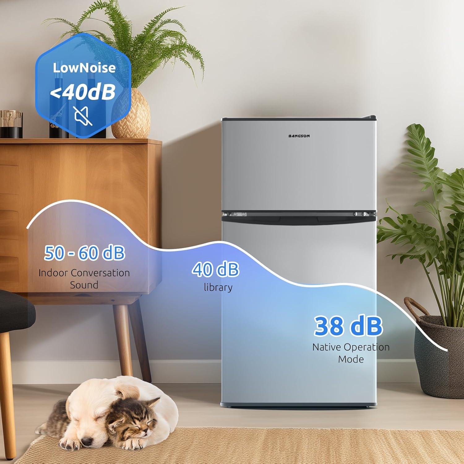 BANGSON BANGSON 3.2 CU.FT, 2 Door Small Refrigerator with Freezer US-BSR-201