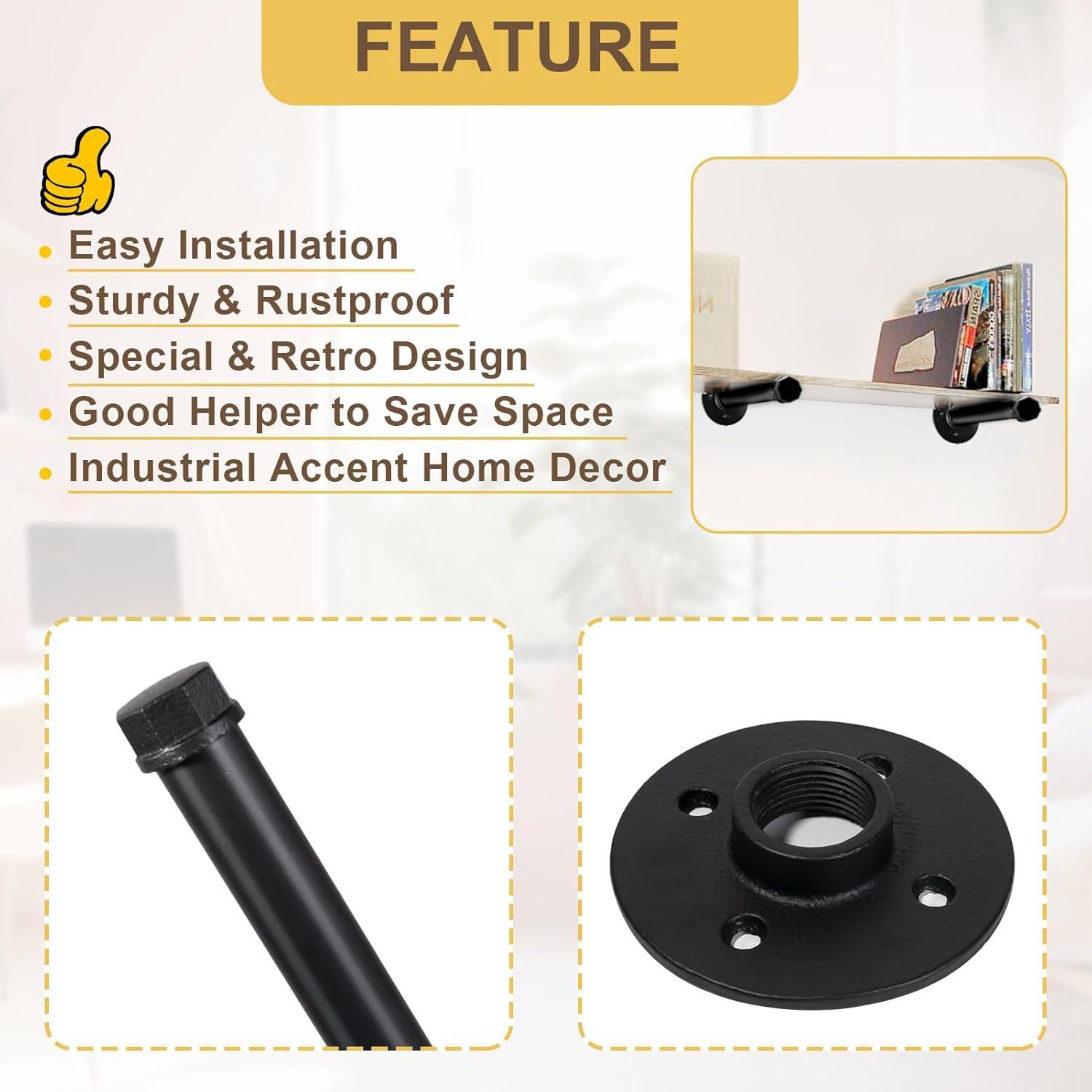 Trent Austin Design® 6 Pcs Industrial Pipe Clothes Bar 10 Inch - Wall Mount Clothing Rack - Face Out Closet Rods