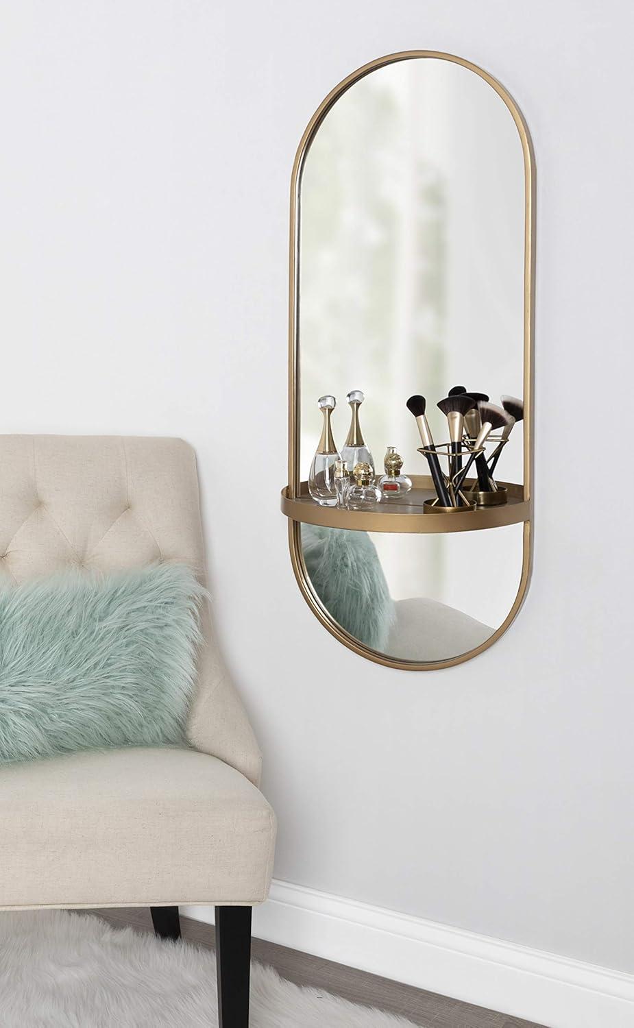 Lumi Metal Flat Wall Mirror with Shelves