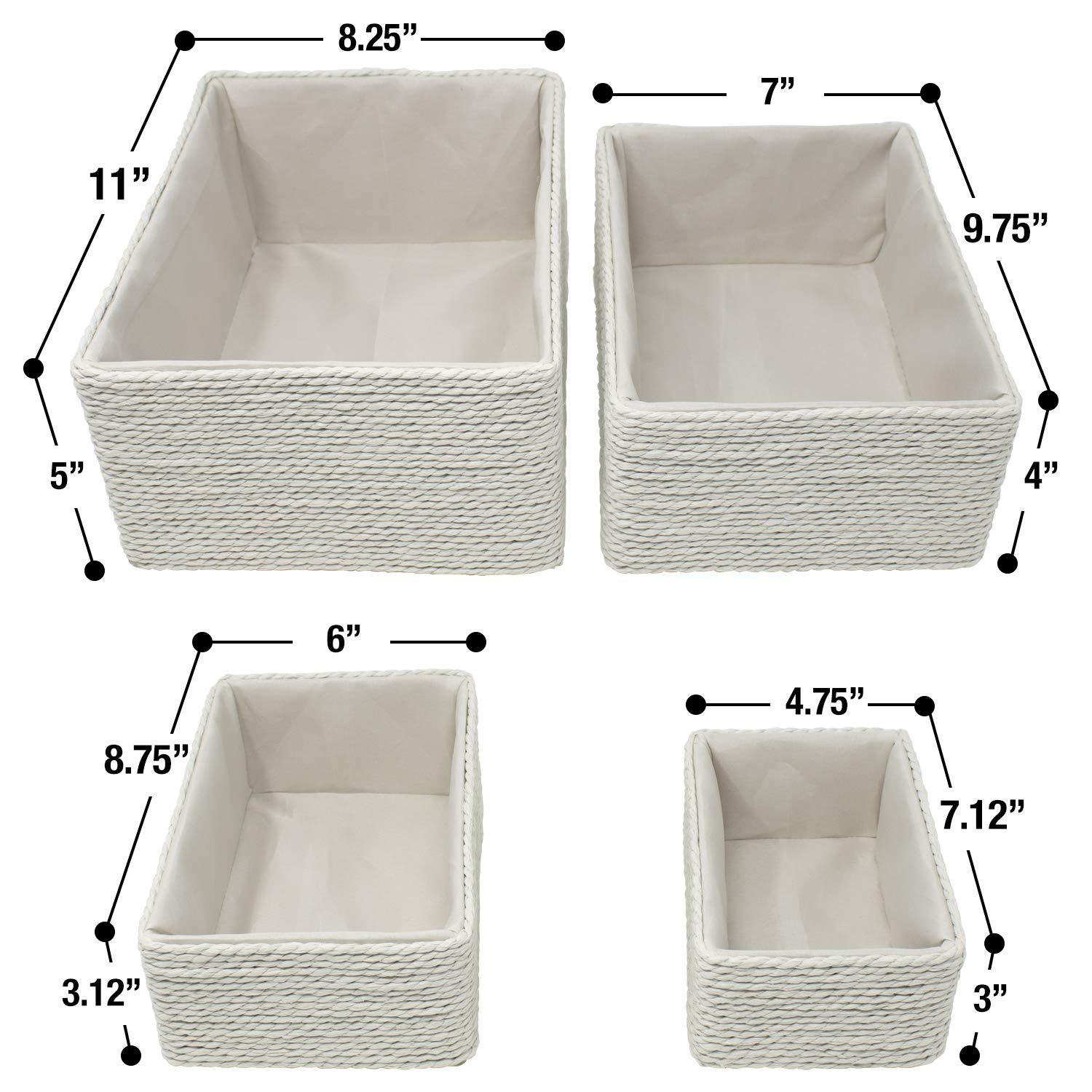 Sorbus Stackable Storage Woven Paper Rope Baskets Set of 4