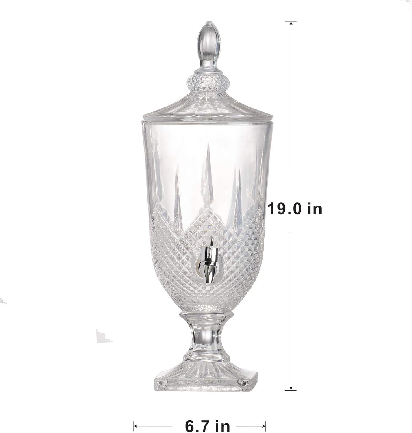 Modern Luxurious Beverage Drink Dispenser Crystal Glass Base and Lid Parties Weddings Events Catering 6.7" x 6.7" x 19"