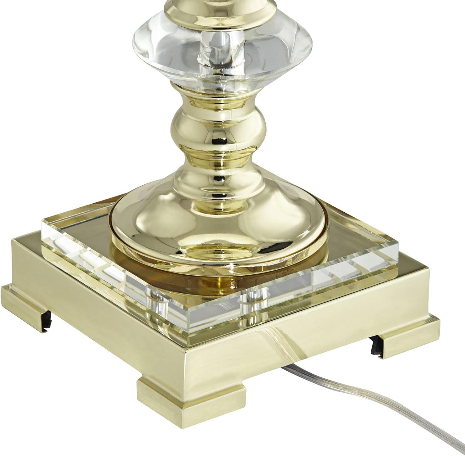 Vienna Full Spectrum Traditional Table Lamps 28.75" Tall Set of 2 Faceted Crystal and Brass White Bell Shade for Living Room Family Bedroom