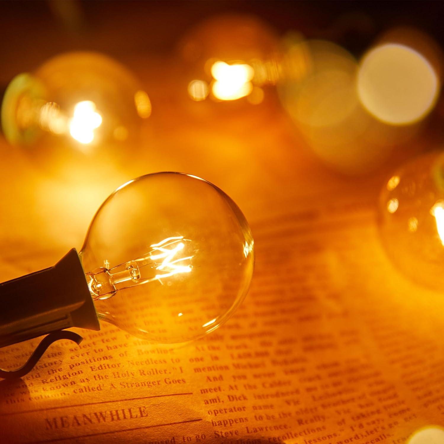 KY G40 Replacement LED Light Bulbs, 25 Pack Clear Globe Bulb fits E12 C7 Candelabra Screw Base Sockets, 1.5 Inch Dimmable Edison Light Bulbs for Indoor Outdoor Patio Decor, Warm White