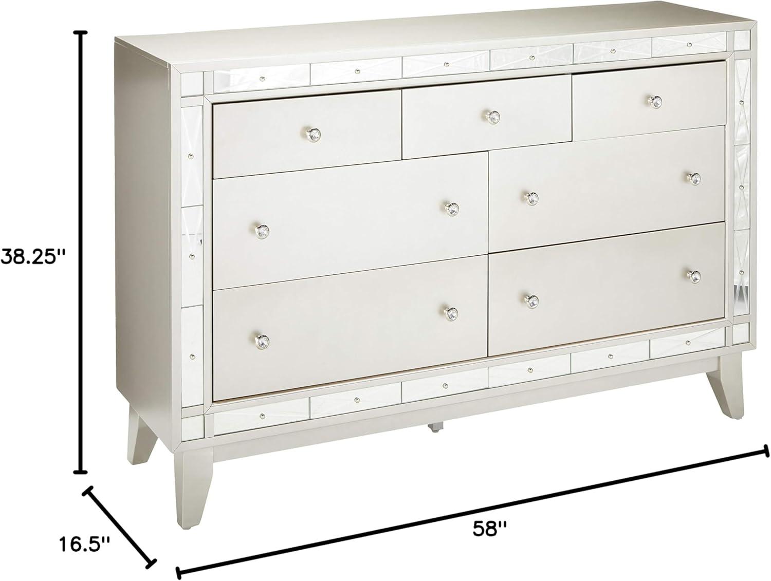 Leighton Metallic Mercury 7-Drawer Dresser with Etched Mirror Panels