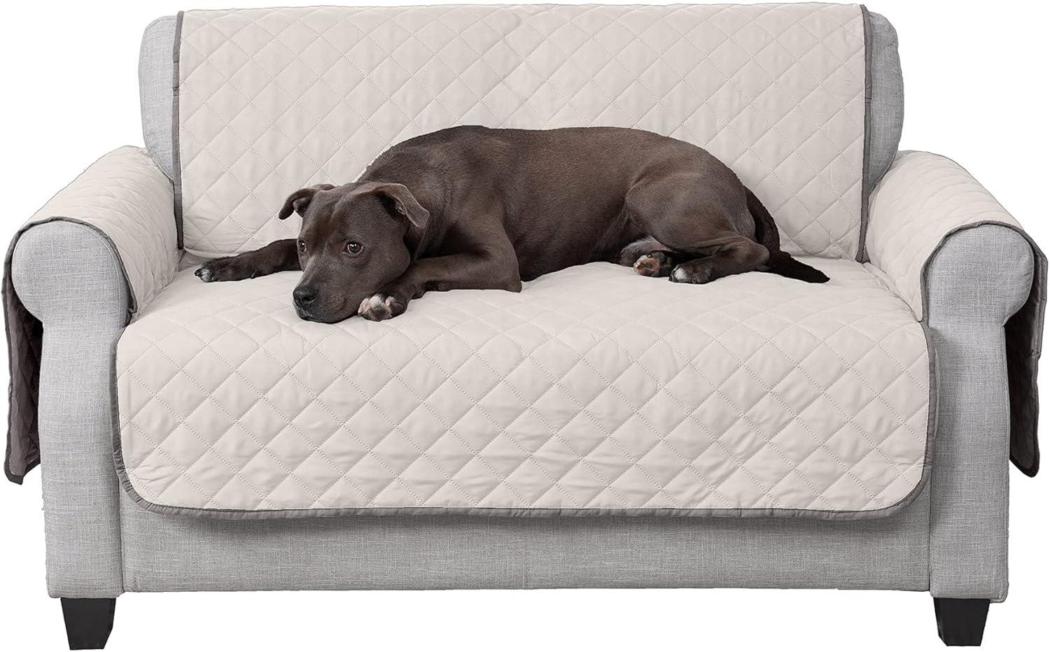 Gray/Mist Reversible Pinsonic Quilted Pet Loveseat Protector