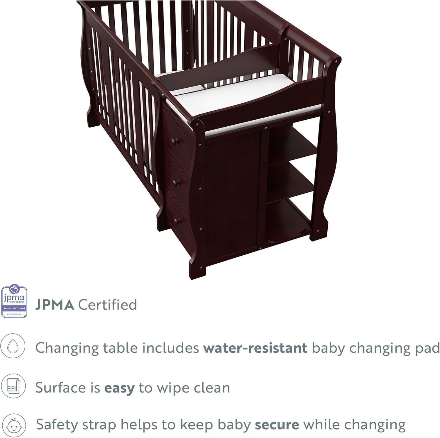 Storkcraft Portofino 5-in-1 Convertible Baby Crib and Changer, Espresso