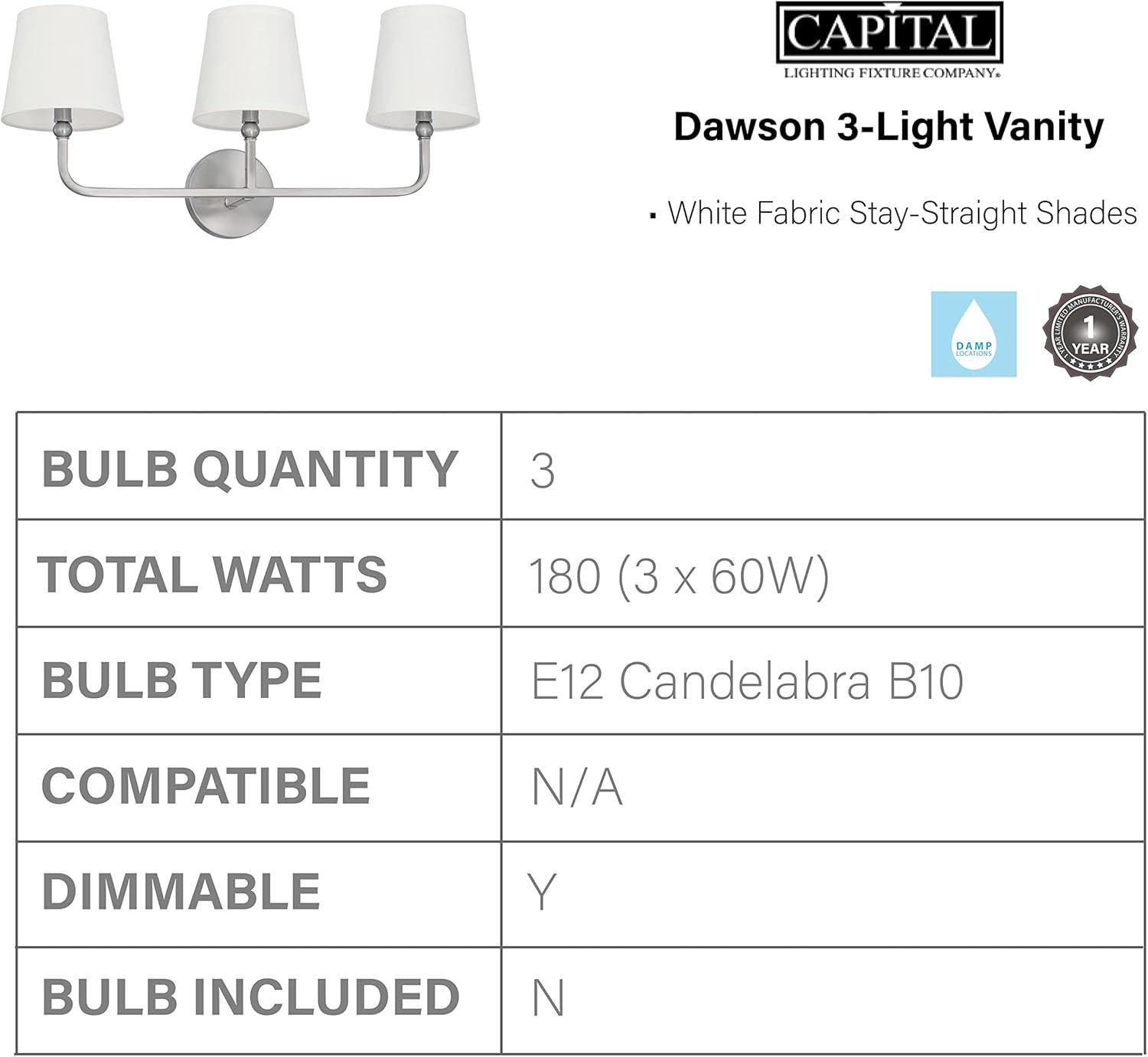 Capital Lighting - Dawson - 3 Light Transitional Bath Vanity Approved for Damp