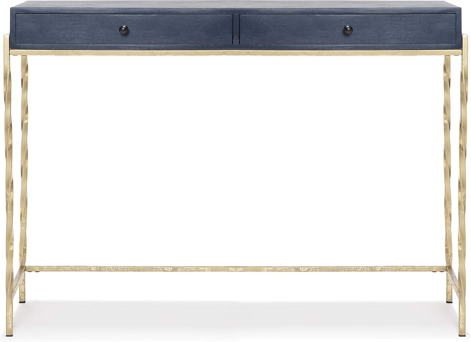 Jolie Modern Living Room Console Table Navy Blue/Gold - Adore Decor: Chic 2-Drawer Design, Glossy Finish, Metal Frame