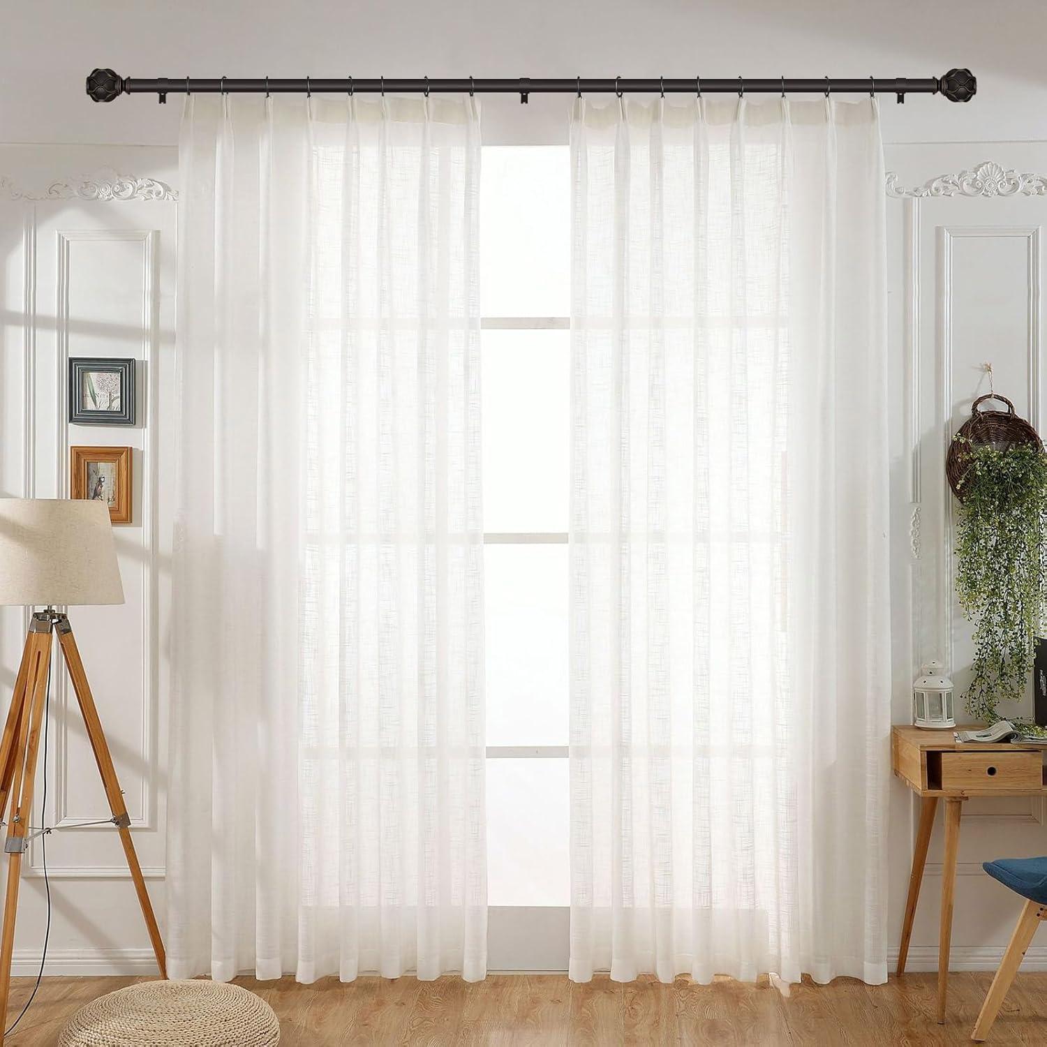 Bronze Heavy Duty Curtain Rods for Windows 48 to 84 inch, 1 Inch Curtain Rod, Adjustable Decorative Curtain Rods For Bedroom, Living Room, Outdoor (Bronze,16"-90”)