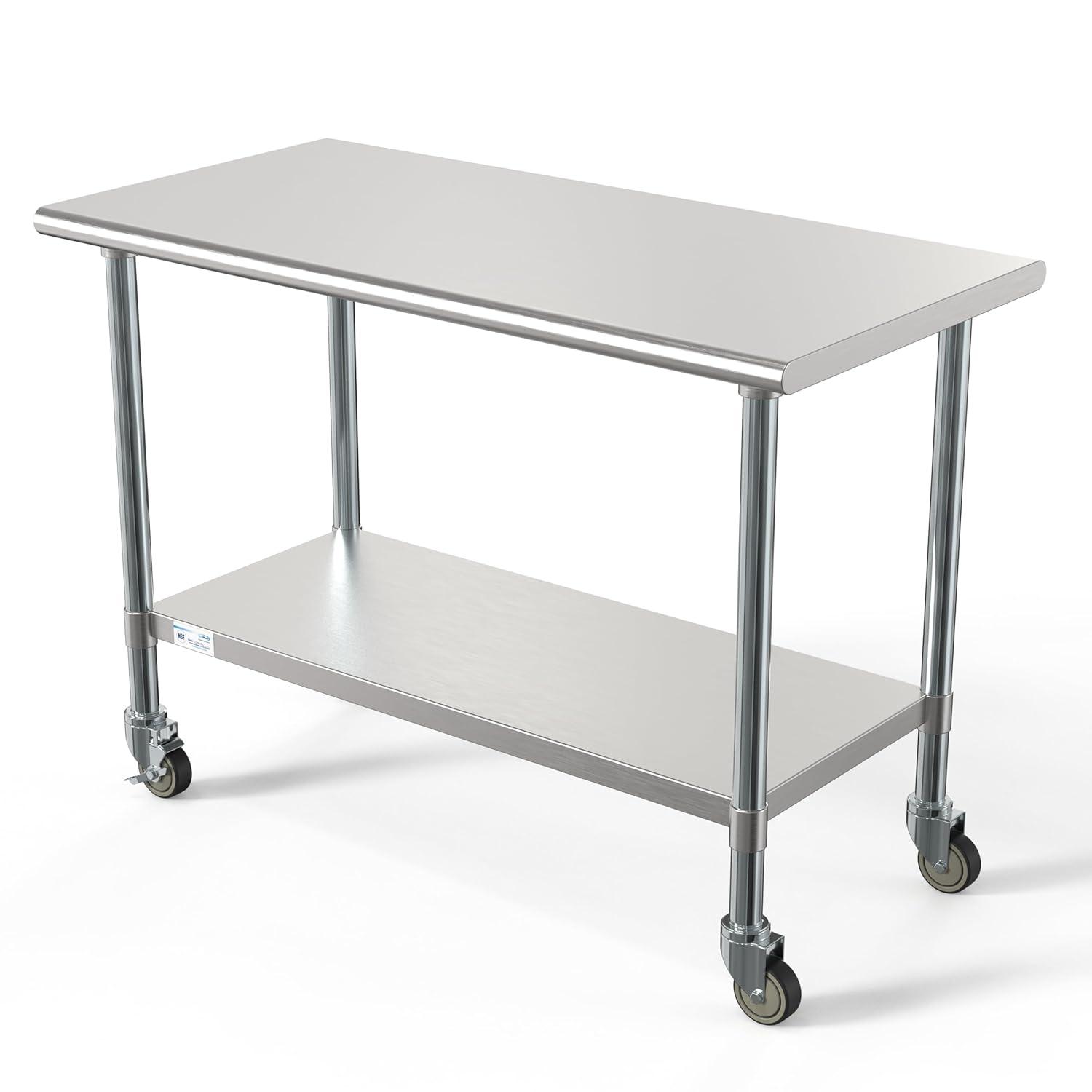 KoolMore 24" x 48" Stainless Steel Work Table with Casters