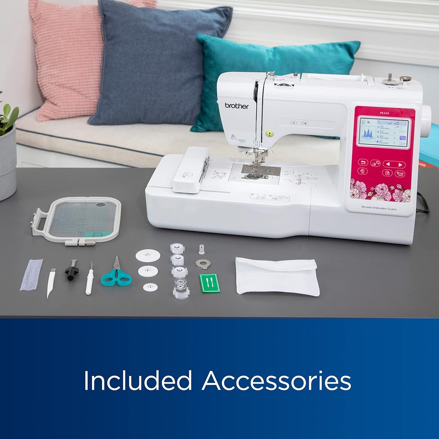 Brother PE545 Embroidery Machine, Wireless LAN Connected and 135 Built-in Designs, Plus 100-Piece 75/11 Embroidery Needles