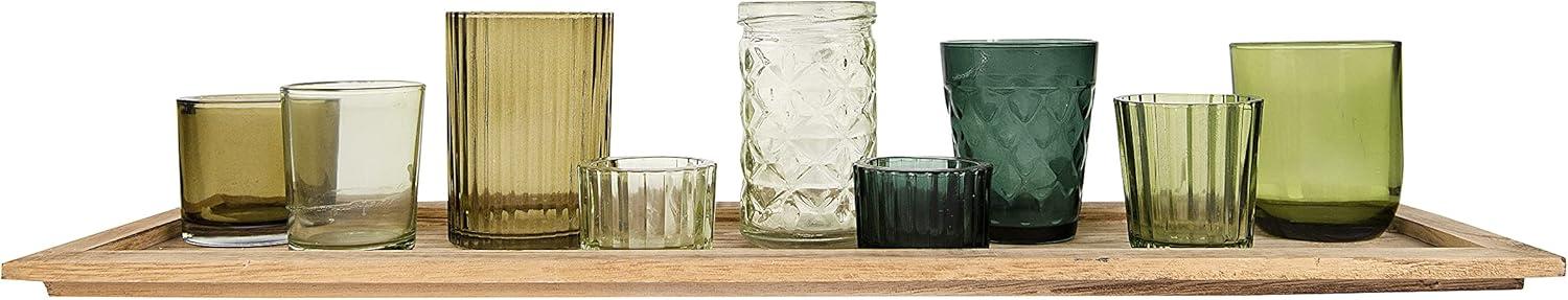 Storied Home Glass & Wood Candle Gift Set Green 22 in - Bohemian Charm, Mixed Holder Set