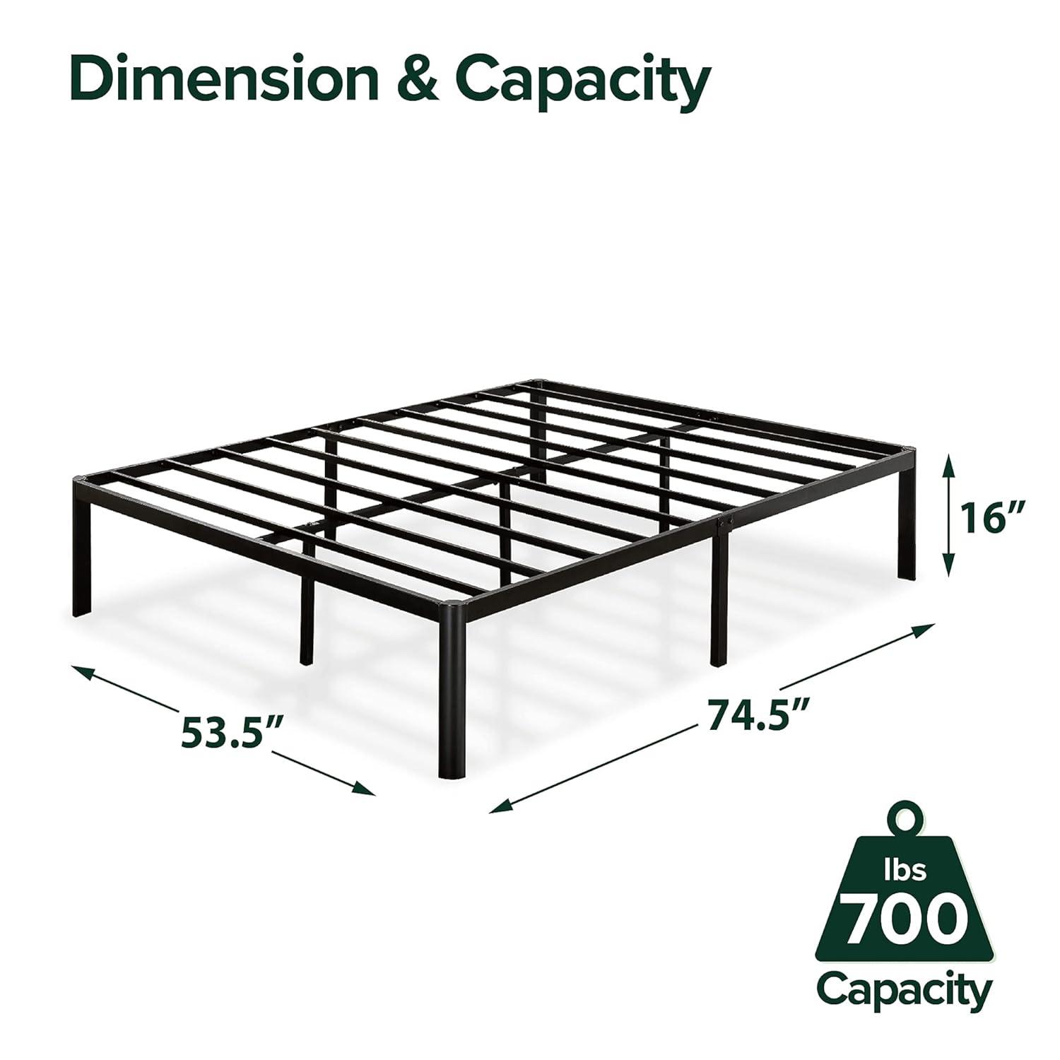 Zinus Van 16-Inch Metal Platform Bed Frame with Steel Slat Support / Mattress Foundation, Full
