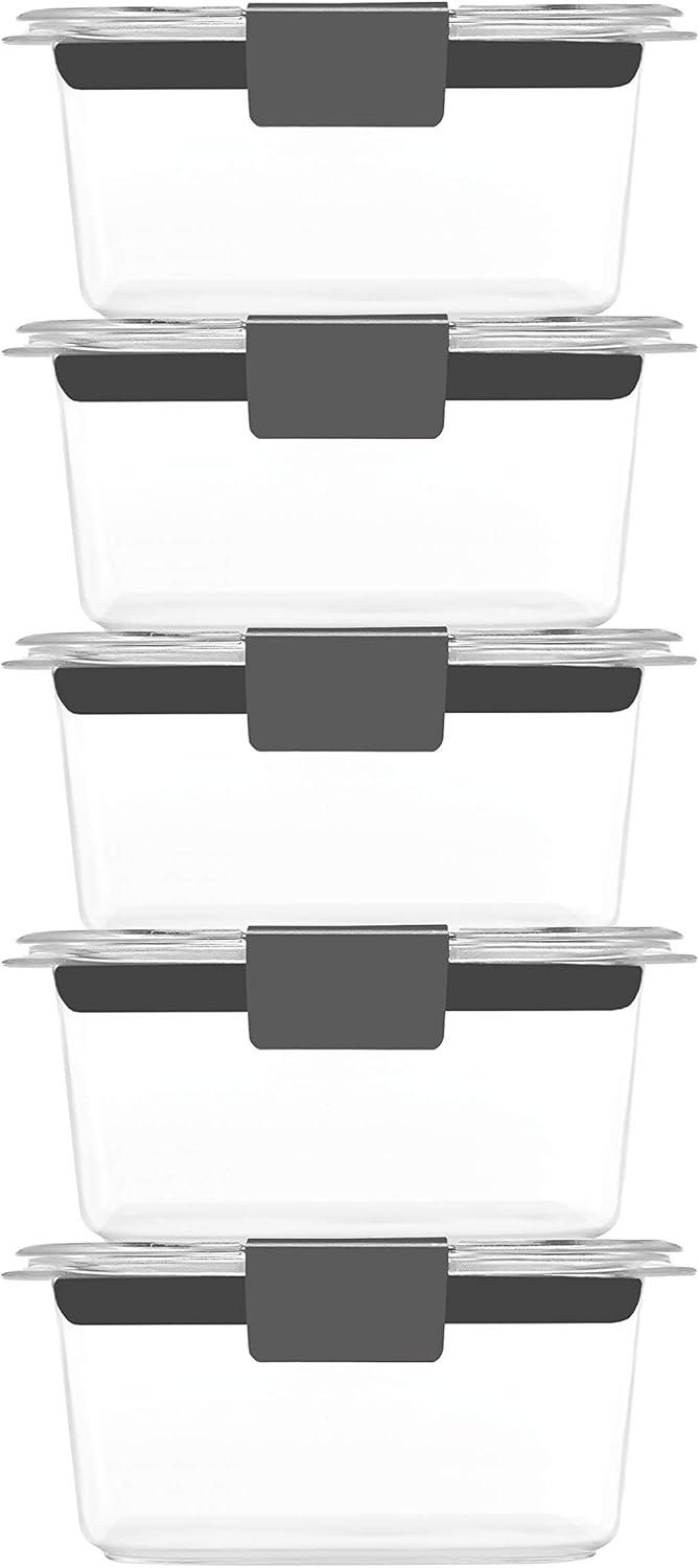 Rubbermaid Brilliance Tritan Food Storage Set of 5 Clear Containers, 1.3 Cup