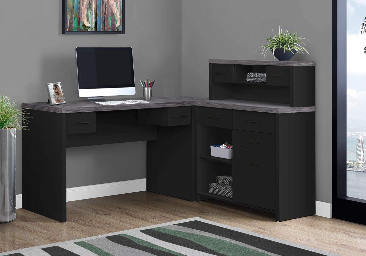Monarch Specialties Computer Desk, Corner, L Shape, Work, Laptop, Black And Grey Laminate