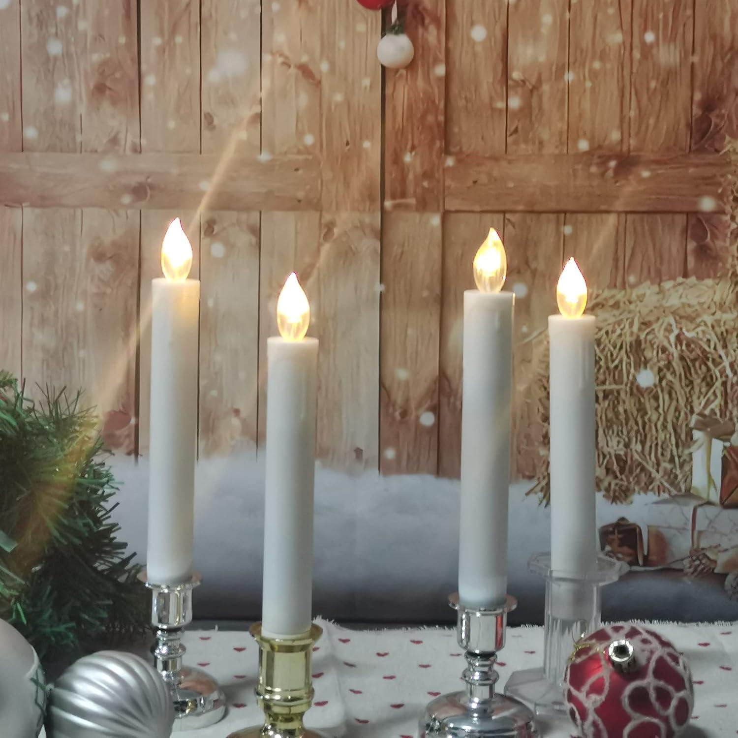 CANDLE CHOICE Flameless Taper Candles with Remote Timer 6” Tall Flicking Fake Battery Operated Electric LED Candlesticks for Candelabra Wedding Christmas Window Decorations Table Centerpieces 6 PCS