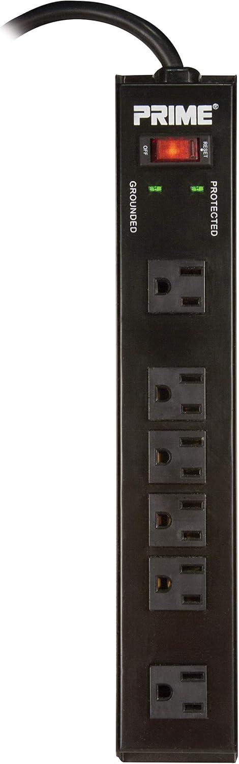 Monoprice Power & Surge - 6 Outlet Metal Surge Protector Power Strip - 15 Feet Cord - Black | 1150 Joules 15A / 125V / 1875W