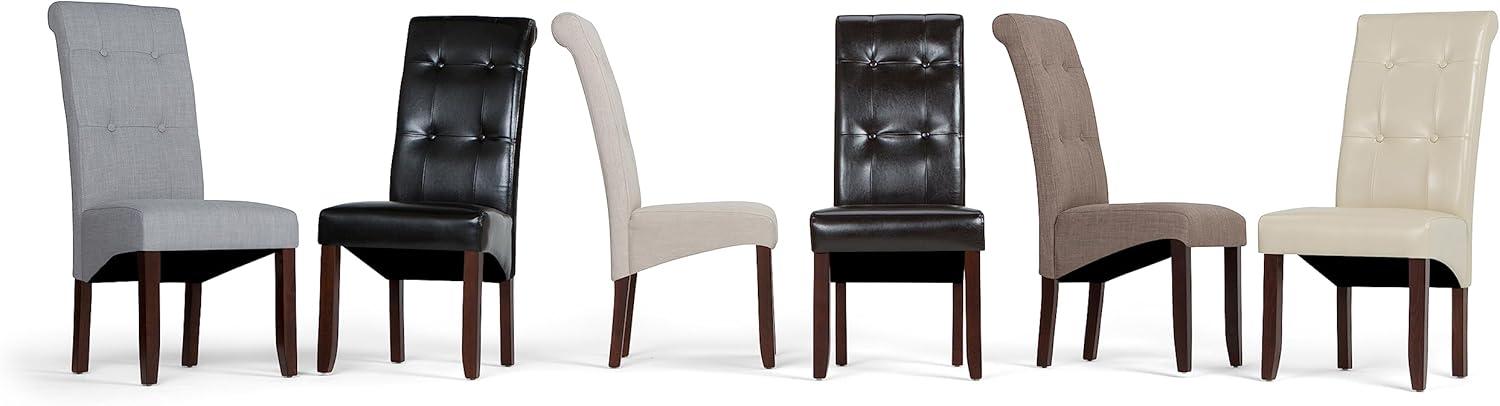 Satin Cream Faux Leather Upholstered Parsons Side Chair, High Back